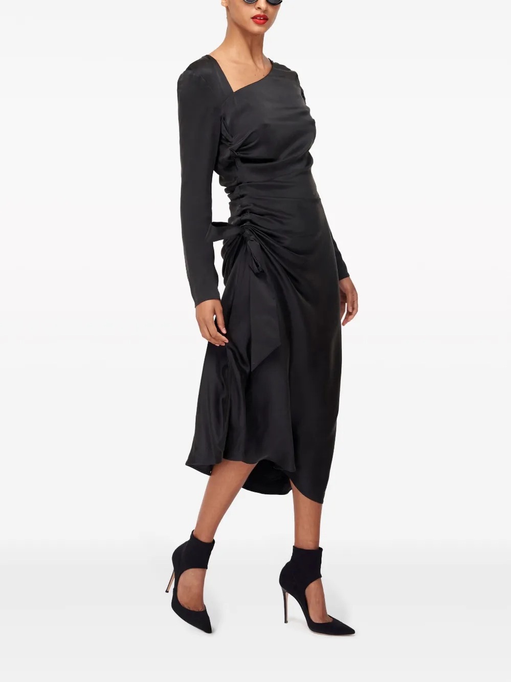 Equipment $550, 100% Silk Annalise Gathered Asymmetric Midi Dress Size 00